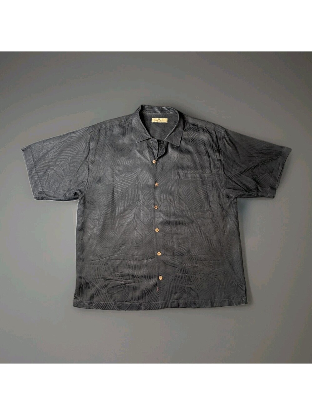 Tommy Bahama Silk Hawaiian Shirt Black Floral Large